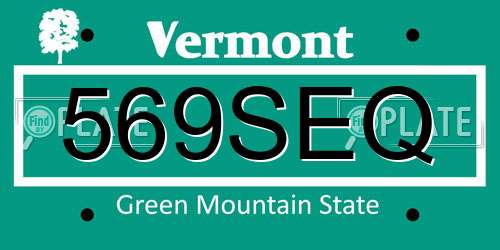 569SEQ Vermont License Plate