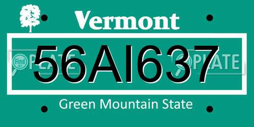 56AI637 Vermont License Plate