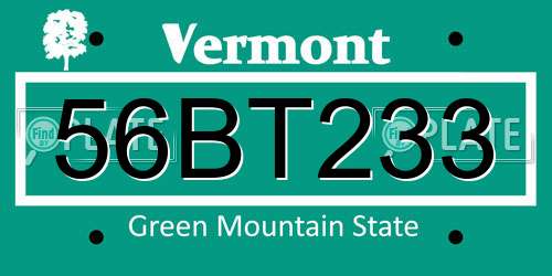 56BT233 Vermont License Plate