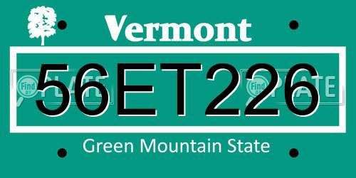 56ET226 Vermont License Plate