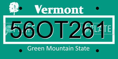 56OT261 Vermont License Plate