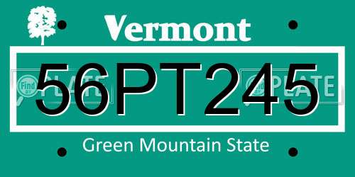 56PT245 Vermont License Plate