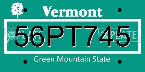 56PT745 Vermont License Plate