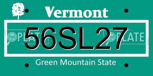 56SL27 Vermont License Plate