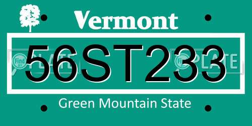 56ST233 Vermont License Plate