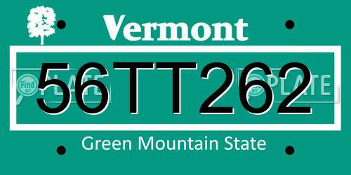 56TT262 Vermont License Plate