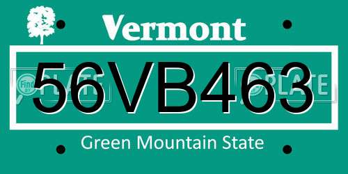 56VB463 Vermont License Plate