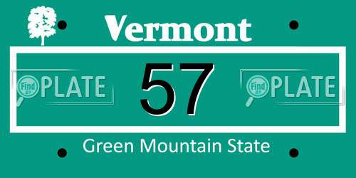 57 Vermont License Plate