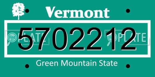 5702212 Vermont License Plate
