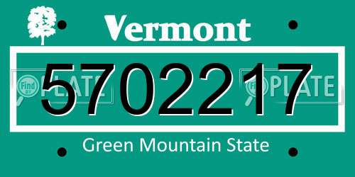 5702217 Vermont License Plate