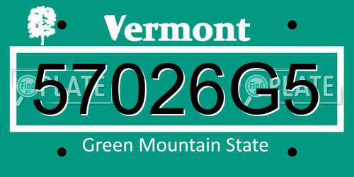 57026G5 Vermont License Plate