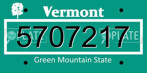 5707217 Vermont License Plate