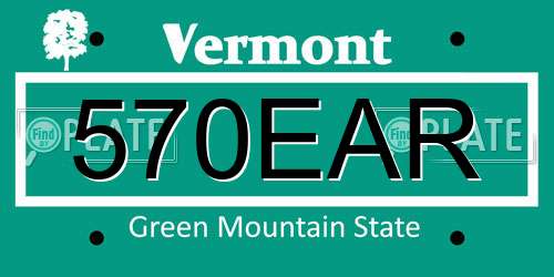 570EAR Vermont License Plate