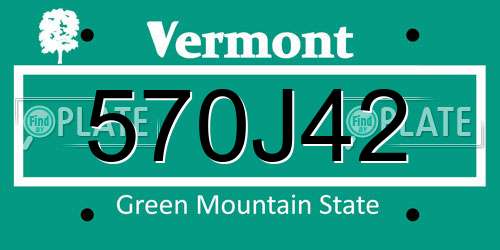 570J42 Vermont License Plate