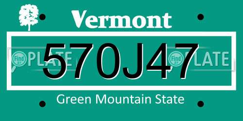 570J47 Vermont License Plate