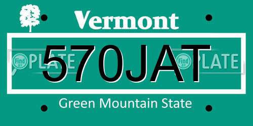 570JAT Vermont License Plate
