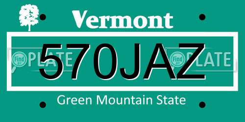 570JAZ Vermont License Plate