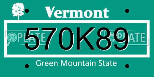 570K89 Vermont License Plate