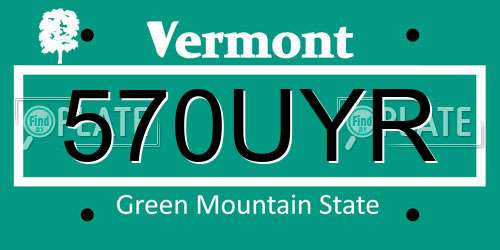 570UYR Vermont License Plate