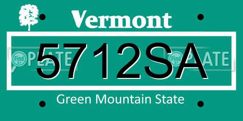 5712SA Vermont License Plate