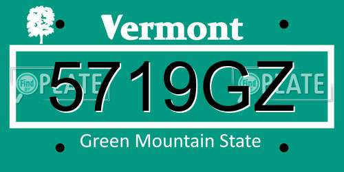 5719GZ Vermont License Plate