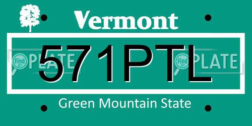 571PTL Vermont License Plate