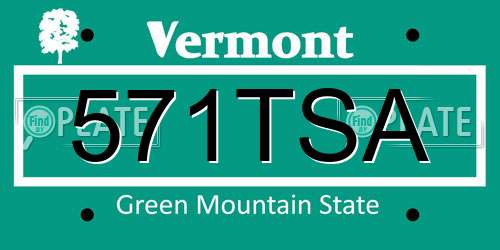 571TSA Vermont License Plate