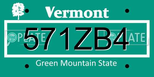571ZB4 Vermont License Plate
