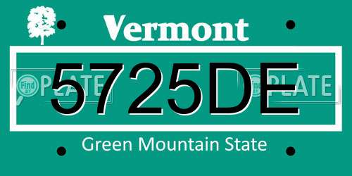 5725DE Vermont License Plate