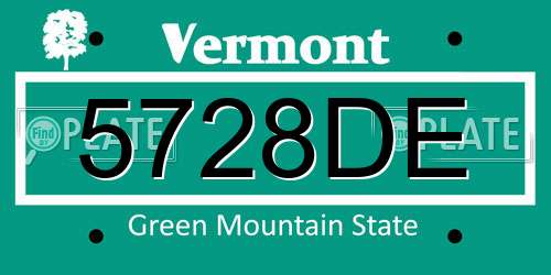 5728DE Vermont License Plate
