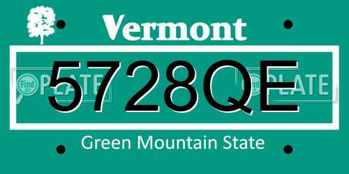 5728QE Vermont License Plate