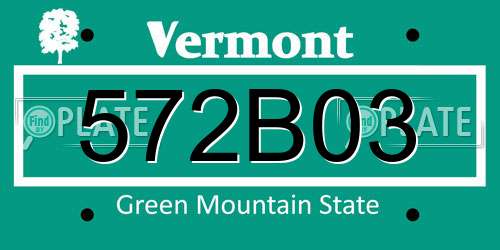 572B03 Vermont License Plate