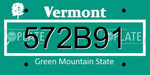 572B91 Vermont License Plate