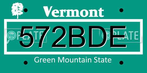 572BDE Vermont License Plate