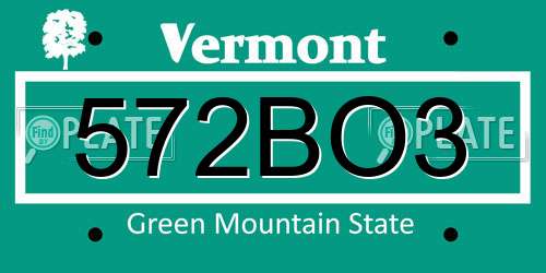 572BO3 Vermont License Plate