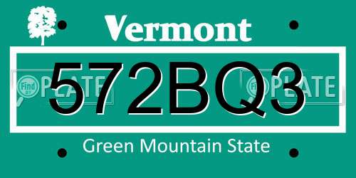 572BQ3 Vermont License Plate