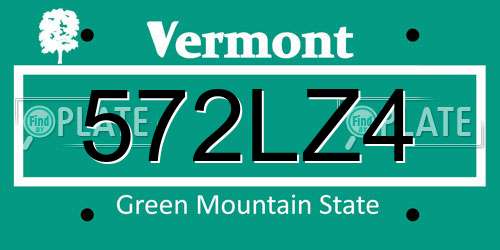 572LZ4 Vermont License Plate