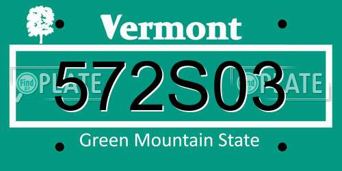 572S03 Vermont License Plate