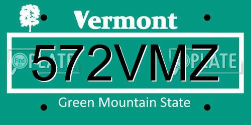 572VMZ Vermont License Plate
