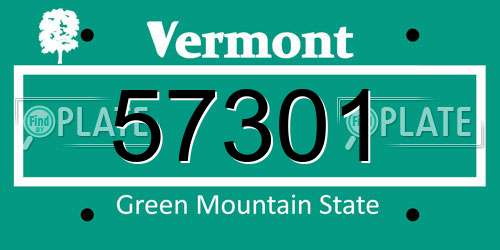 57301 Vermont License Plate
