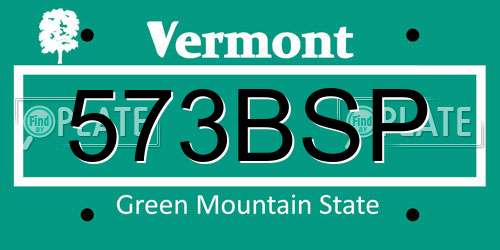 573BSP Vermont License Plate