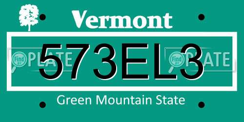 573EL3 Vermont License Plate