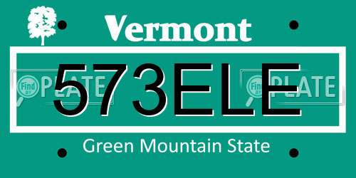 573ELE Vermont License Plate