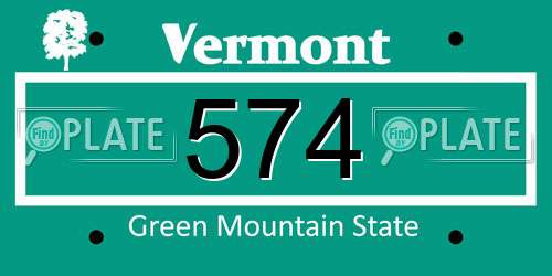 574 Vermont License Plate