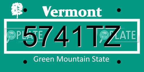 5741TZ Vermont License Plate