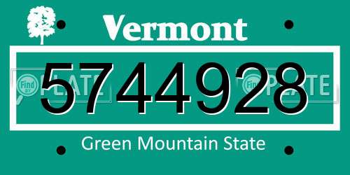 5744928 Vermont License Plate