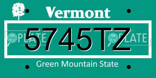 5745TZ Vermont License Plate