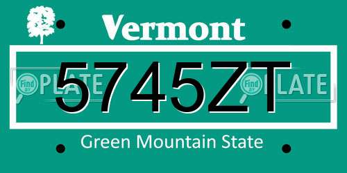 5745ZT Vermont License Plate