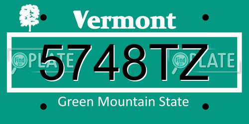5748TZ Vermont License Plate