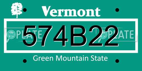 574B22 Vermont License Plate